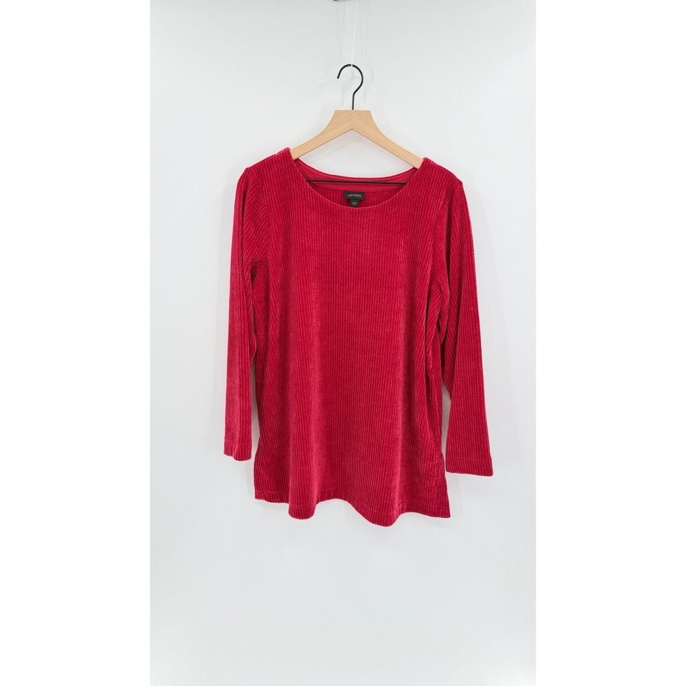 J. Jill Top Wearever Soft Chenille Ribbed Knit Tunic Size L Red Cozy Casual